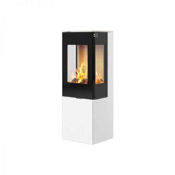Печь-камин RAIS Nexo 120 в цвете со стеклянной дверцей и боковыми стеклами