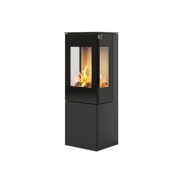 Печь-камин RAIS Nexo 120 черная со стеклянной дверцей и боковыми стеклами