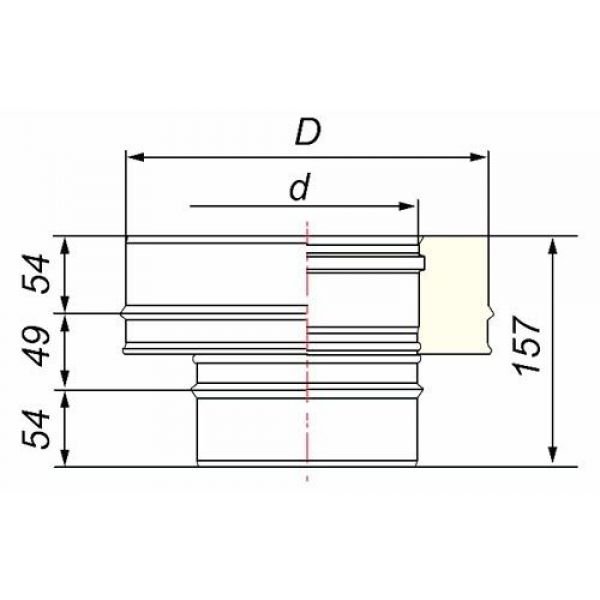 Переходник моно-термо V50R с D150 на D150/250, AISI 321/304 (Вулкан)