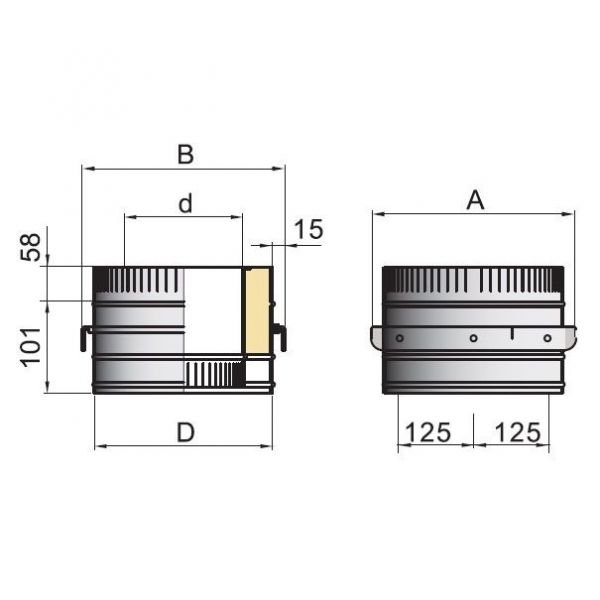 Опора DOH на трубу D130 с изоляцией 100 мм, AISI 321/304 (Вулкан)